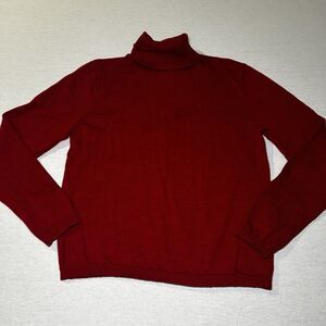 Vintage Pendleton red merino wool turtleneck sweater, Made in Hong Kong, Size S